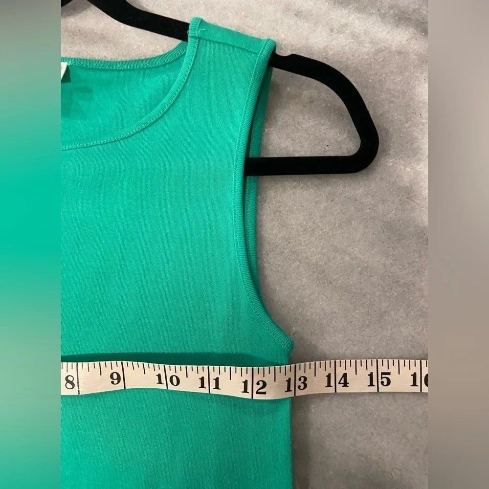 NWOT J. Crew Size XXS Green Mid Weight Scoop Neck Knit Cotton Tank Top